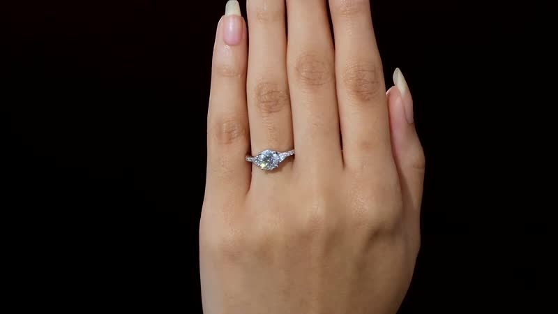 120 Facets Moissanite Ring in Platinum Over Sterling Silver 1.50 ctw