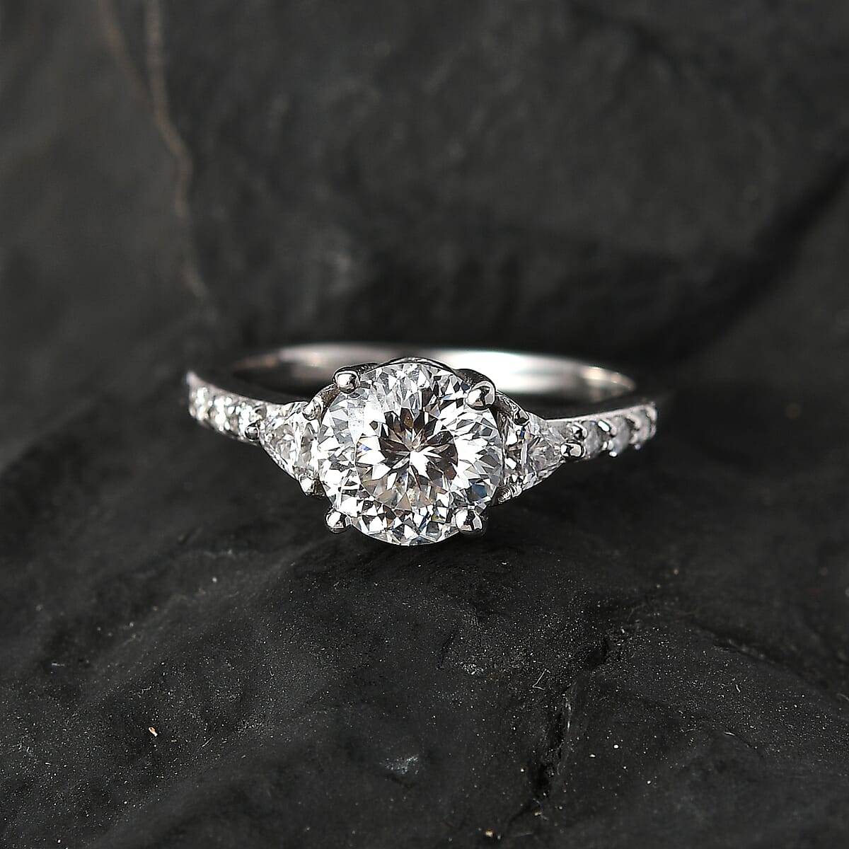 120 Facets Moissanite Ring in Platinum Over Sterling Silver 1.50 ctw image number 1