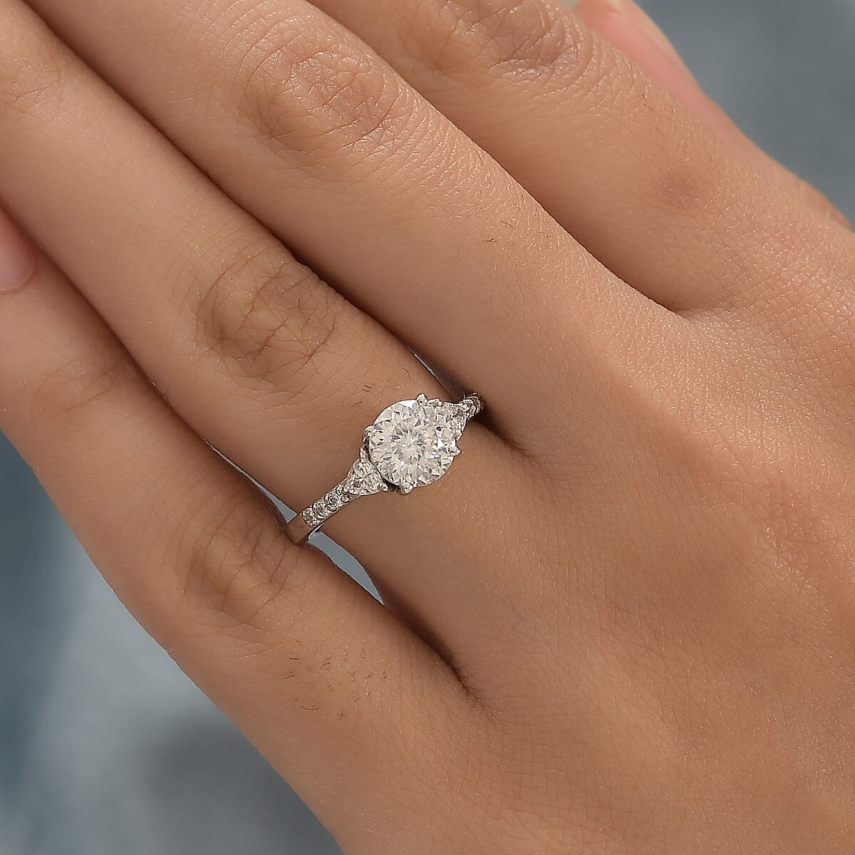 120 Facets Moissanite Ring in Platinum Over Sterling Silver 1.50 ctw image number 2