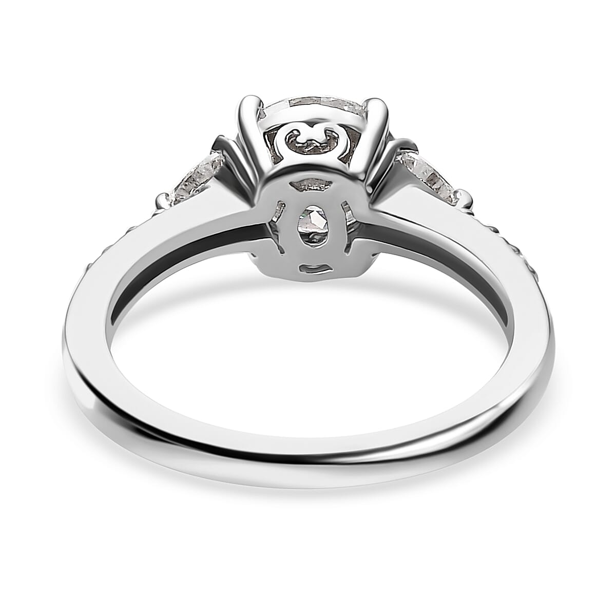 120 Facets Moissanite Ring in Platinum Over Sterling Silver (Size 10.0) 1.50 ctw