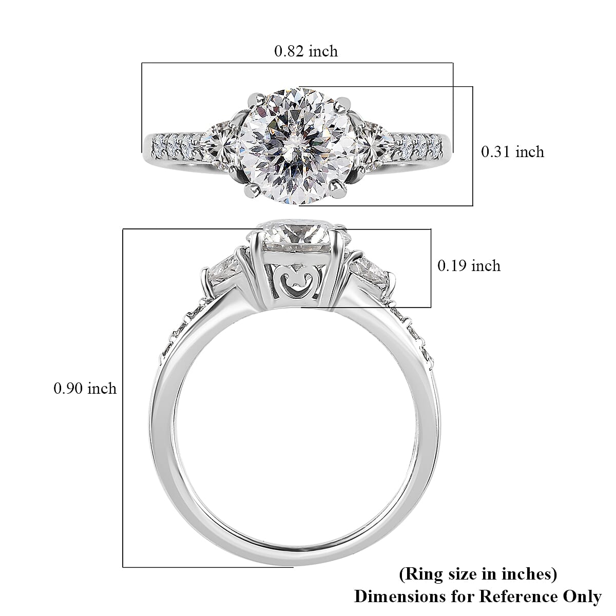 120 Facets Moissanite Ring in Platinum Over Sterling Silver (Size 10.0) 1.50 ctw