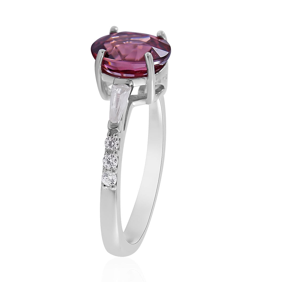 Premium Natural Pink and White Zircon Ring in Platinum Over Sterling Silver (Size 10.0) 2.15 ctw image number 2