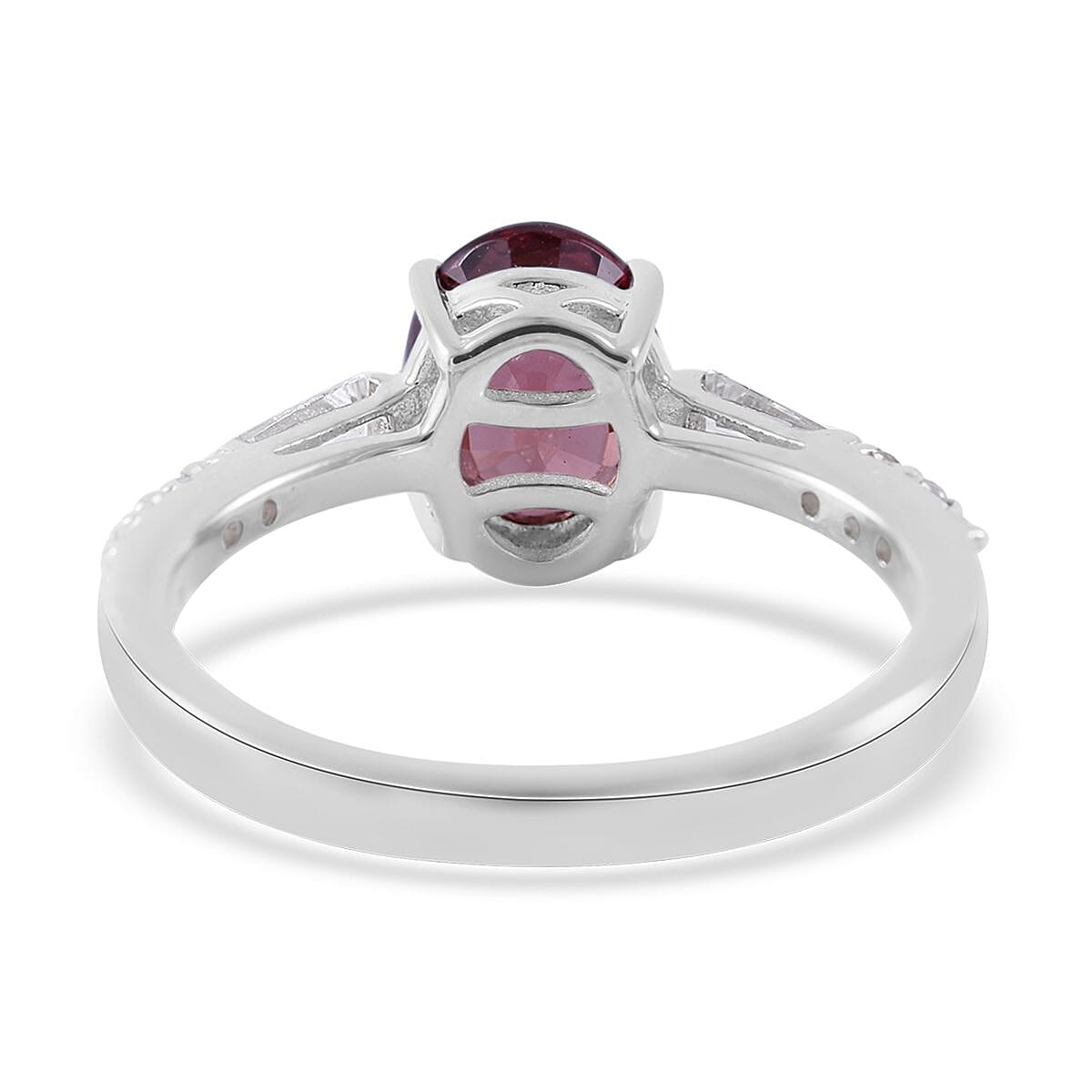Premium Pink Zircon and White Zircon Ring in Platinum Over Sterling Silver (Size 7.0) 2.15 ctw image number 3