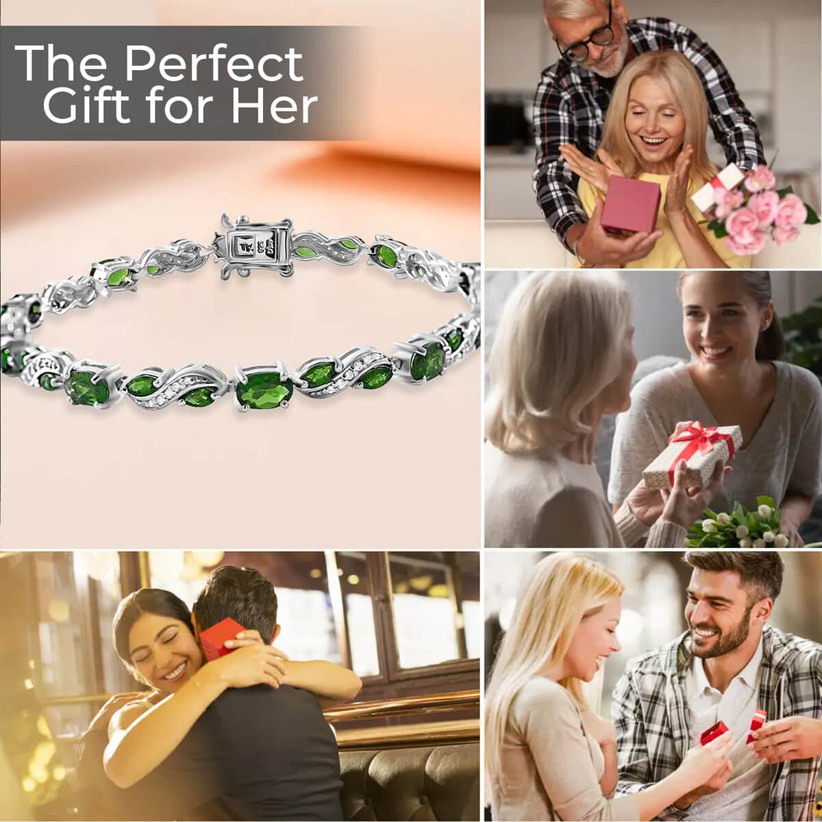 Natural Chrome Diopside and White Zircon Bracelet in Platinum Over Sterling Silver (7.25 In) 6.80 ctw image number 3
