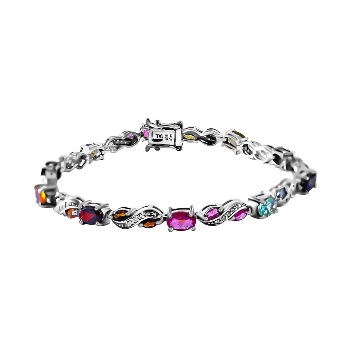 Multi-Tourmaline and White Zircon 6.35 ctw Accents Bracelet, Platinum Over Sterling Silver Bracelet (7.25 In) image number 0