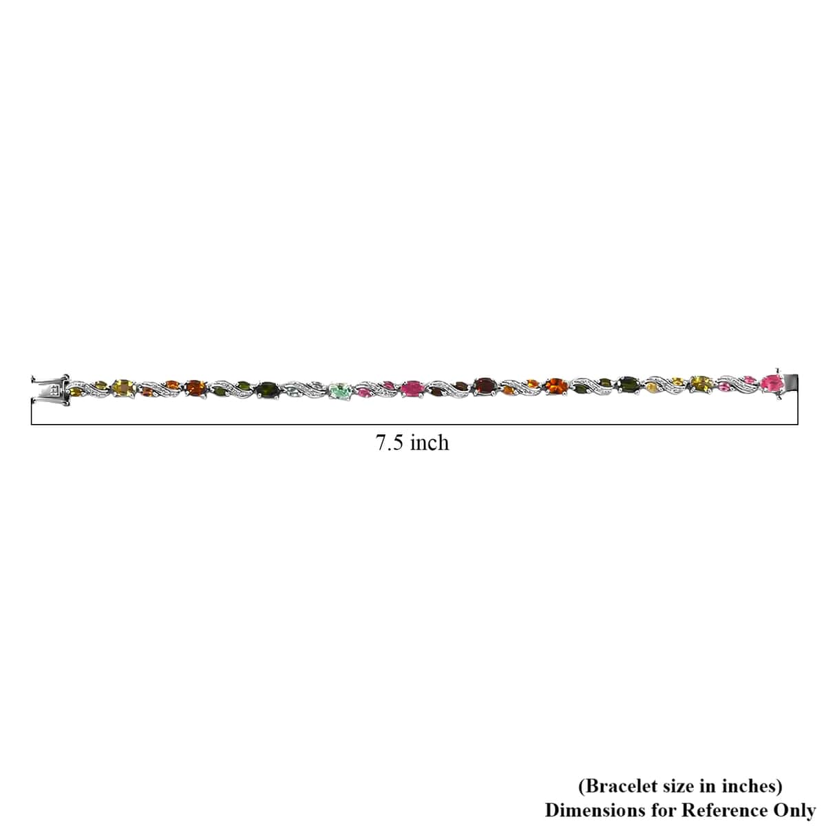 Multi-Tourmaline and White Zircon 6.35 ctw Accents Bracelet, Platinum Over Sterling Silver Bracelet (7.25 In) image number 6