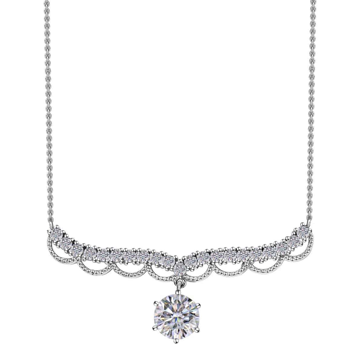 Moissanite Necklace 18 Inches in Platinum Over Sterling Silver 3.85 ctw image number 0