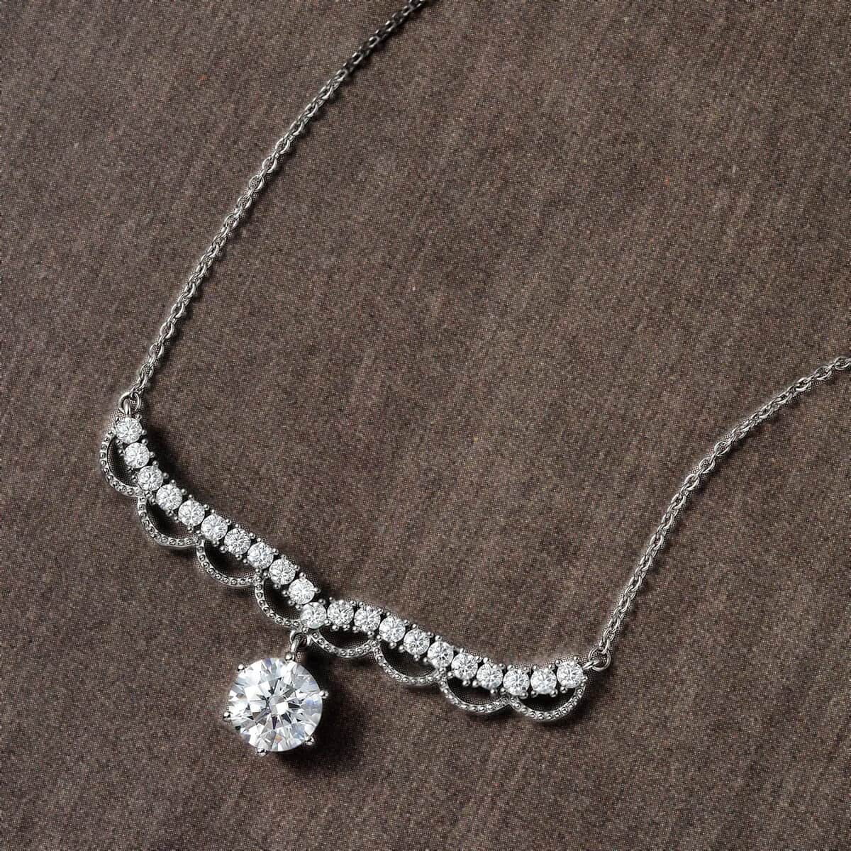 Moissanite Necklace 18 Inches in Platinum Over Sterling Silver 3.85 ctw image number 1