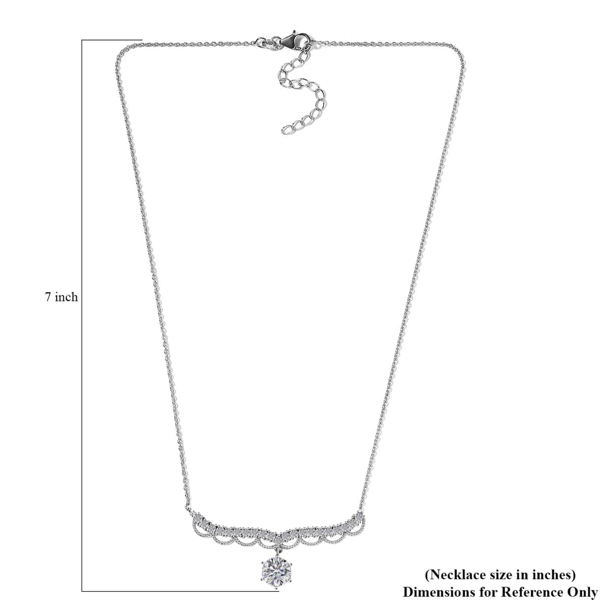 Moissanite Necklace 18 Inches in Platinum Over Sterling Silver 3.85 ctw image number 5