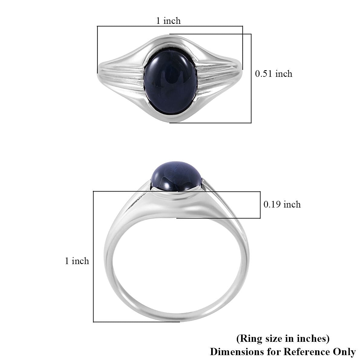 Blue Star Sapphire (DF) Ring in Platinum Over Sterling Silver (Size 10.0) 5.50 ctw image number 4