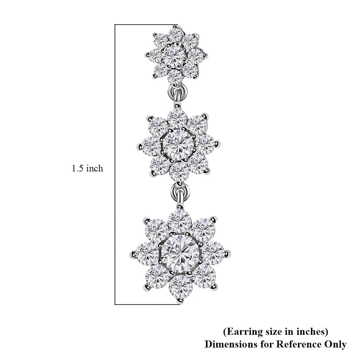 D'Joy Moissanite Floral Dangle Earrings Platinum Over Sterling Silver Earrings, Moissanite Floral Jewelry For Her 4.75 ctw