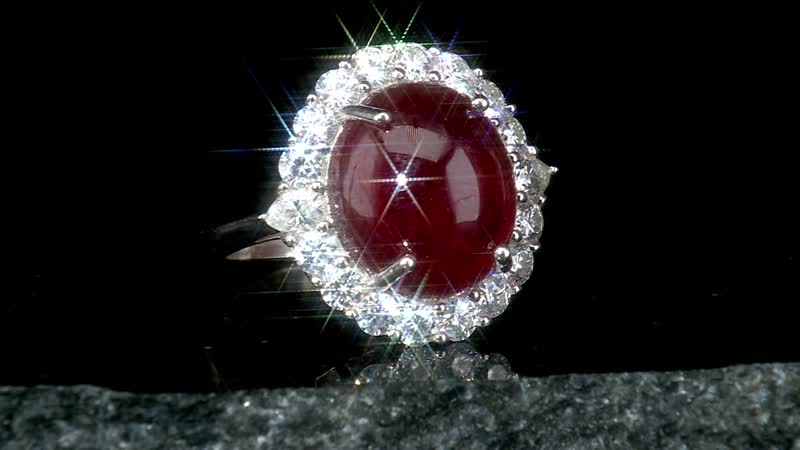 Niassa Ruby (FF) and Moissanite Sunburst Ring in Platinum Over Sterling Silver (Size 10.0) 19.40 ctw