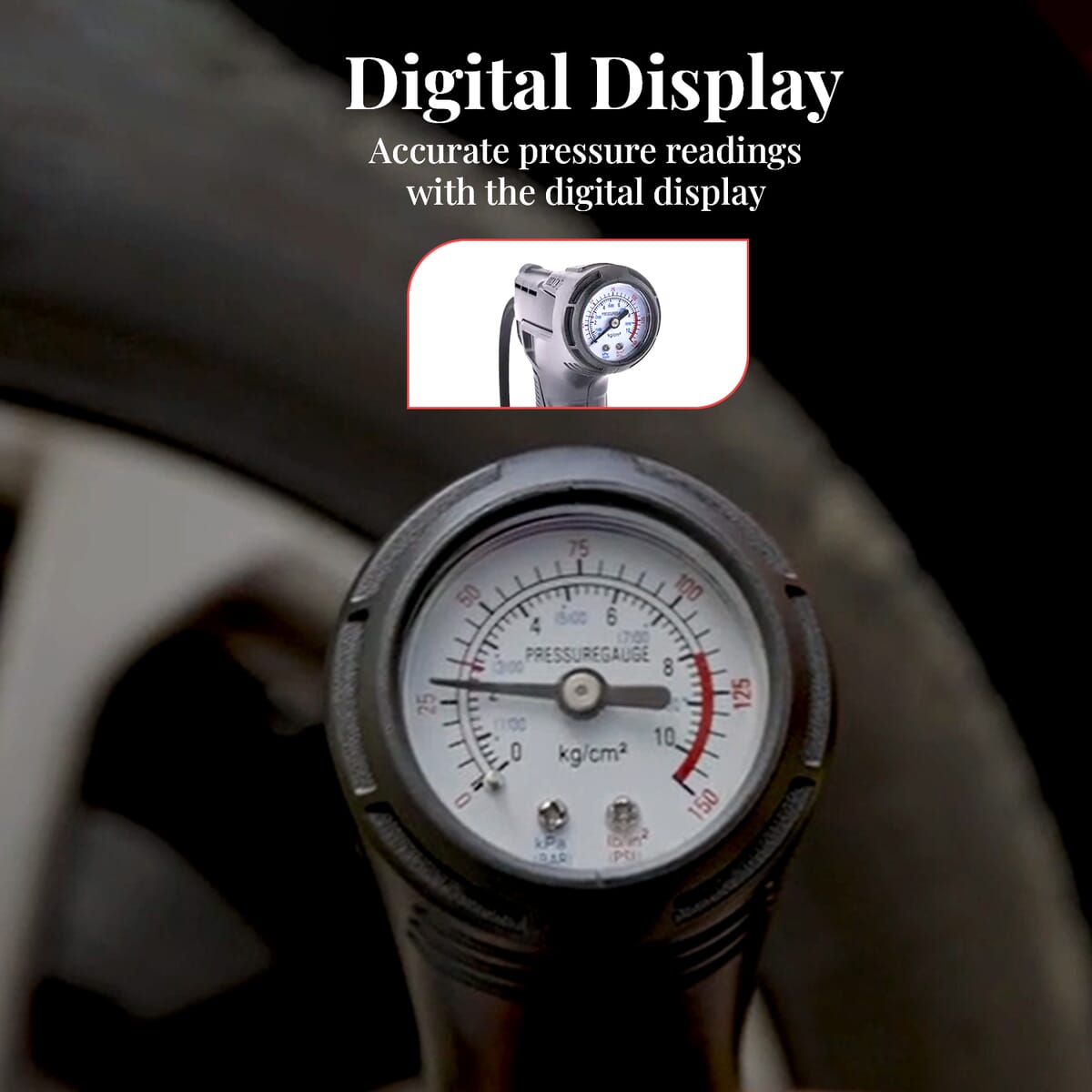 Buy black portable automobile air pump with inflation lighting