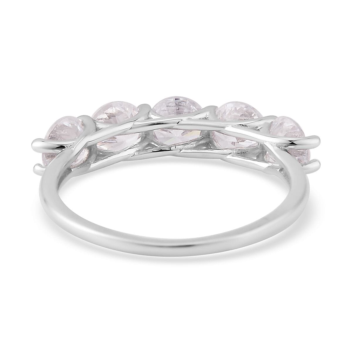 Simulated Diamond 5 Stone Ring in Rhodium Over Sterling Silver (Size 10.0) 3.80 ctw image number 4