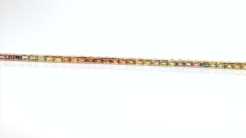 Multi Sapphire Tennis Bracelet in Vermeil Yellow Gold Over Sterling Silver (7.25 In) 6.40 ctw (Del. in 7-10 Days)
