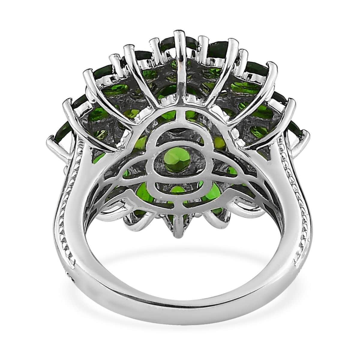 Chrome Diopside Floral Cluster Ring in Platinum Over Sterling Silver, Diopside Jewelry, Birthday Anniversary Gift 7.00 ctw image number 4