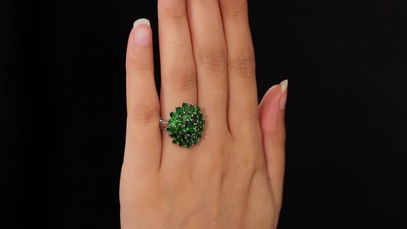 Chrome Diopside Floral Ring in Platinum Over Sterling Silver 6.65 ctw