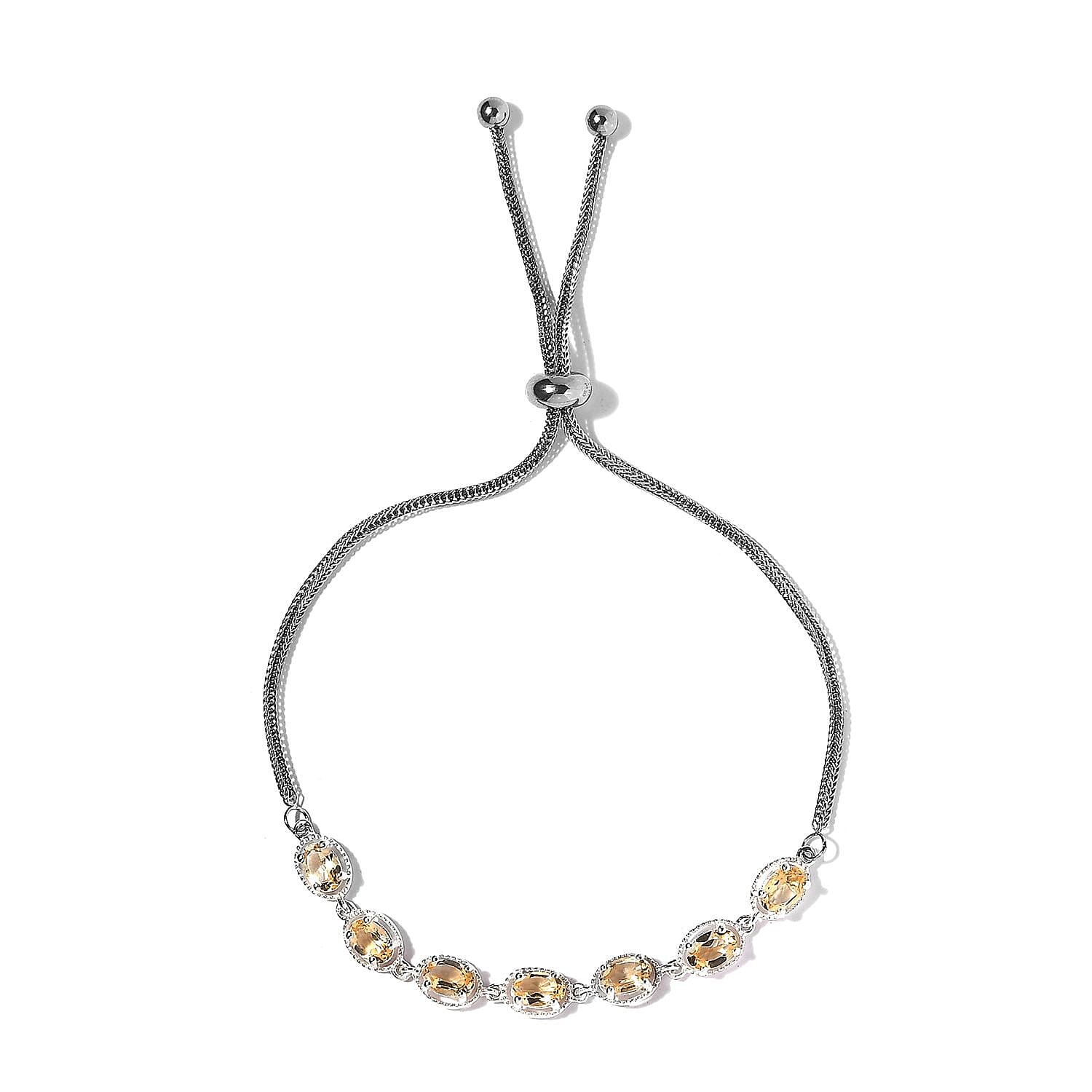 Brazilian Citrine Bracelet in Sterling Silver with Stainless Steel Chain Bolo 3.00 ctw