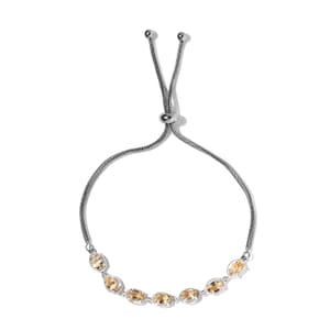 Brazilian Citrine Bracelet in Sterling Silver with Stainless Steel Chain Bolo 3.00 ctw