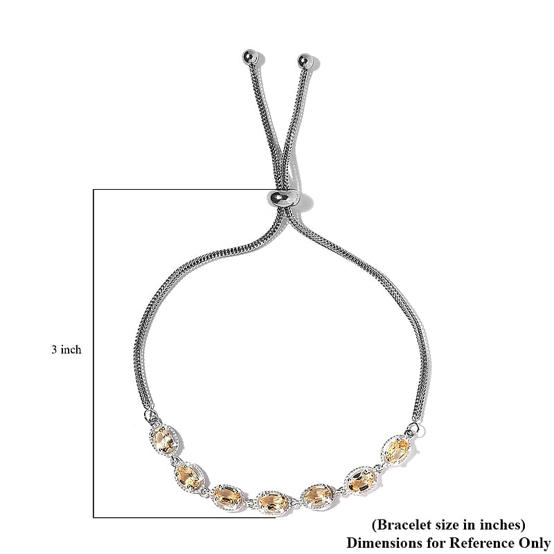 Brazilian Citrine Bracelet in Sterling Silver with Stainless Steel Chain Bolo 3.00 ctw