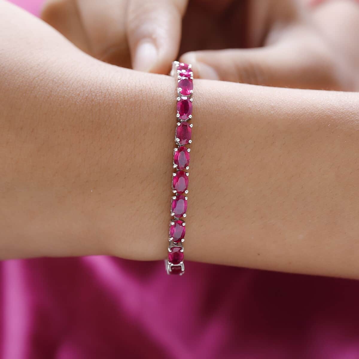 Niassa Ruby Bracelet in Platinum Over Sterling Silver (7.25 In) 19.70 ctw image number 2