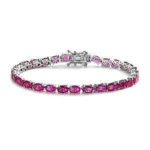 Niassa Ruby (FF) Tennis Bracelet in Platinum Over Sterling Silver (8.00 In) 18.85 ctw