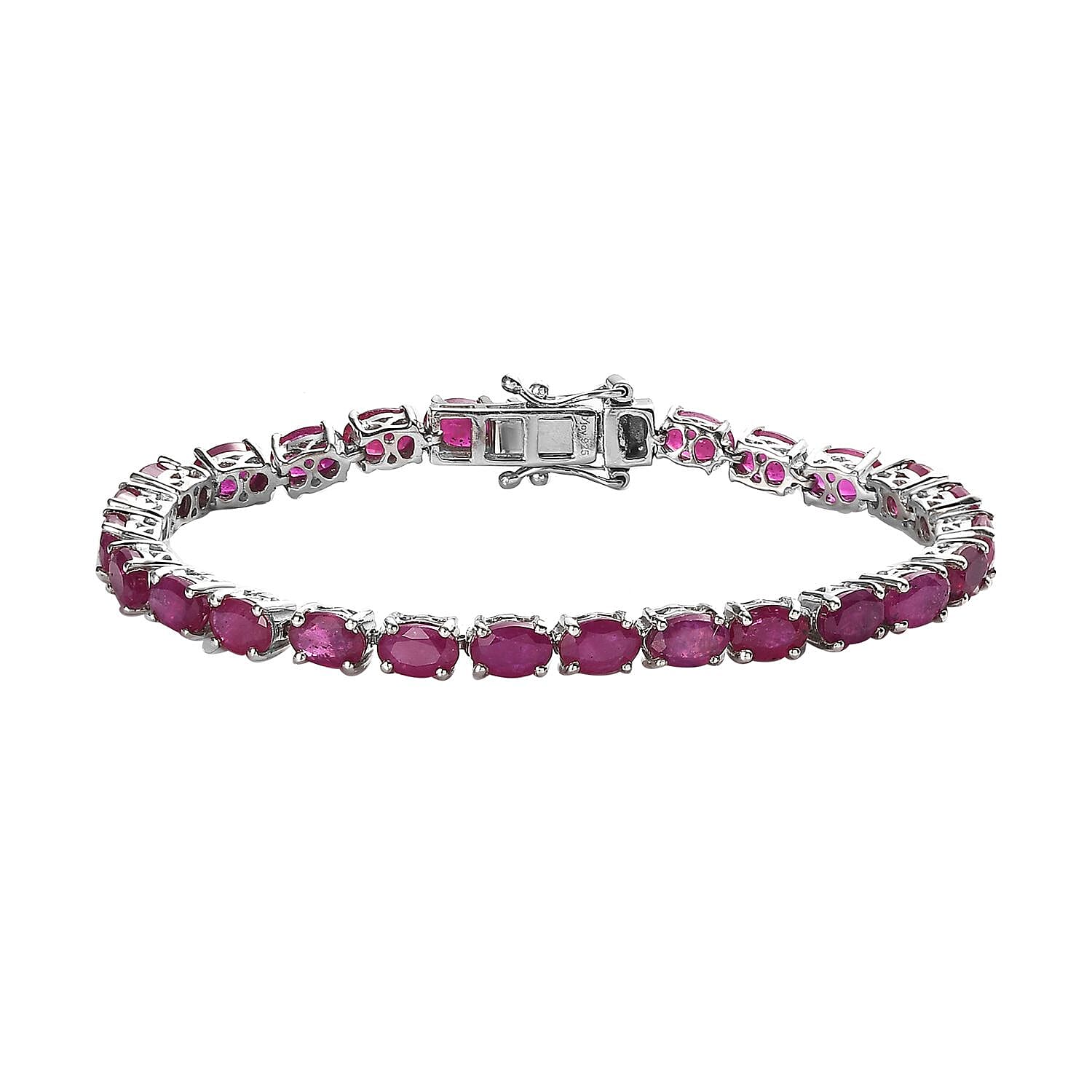 Niassa Ruby Bracelet in Platinum Over Sterling Silver (7.25 In) 19.70 ctw