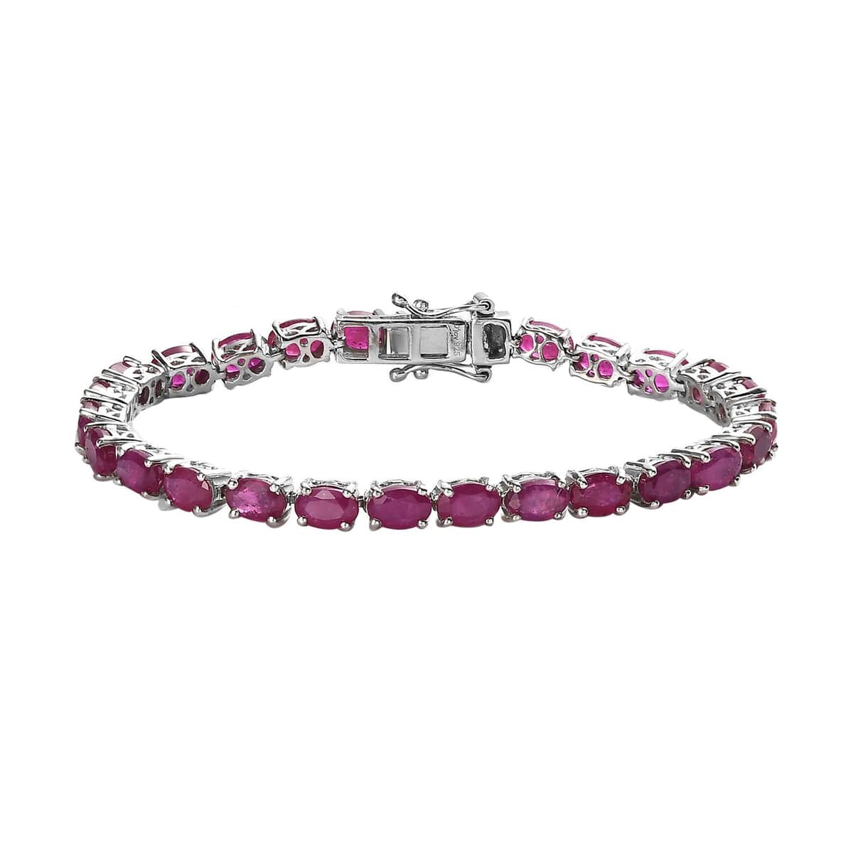 Niassa Ruby (FF) Tennis Bracelet in Platinum Over Sterling Silver (6.50 In) 21.25 ctw image number 0