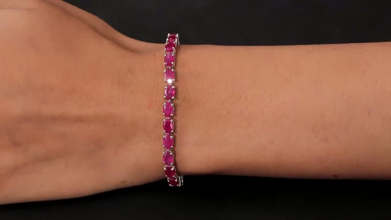 Niassa Ruby Bracelet in Platinum Over Sterling Silver (7.25 In) 19.70 ctw