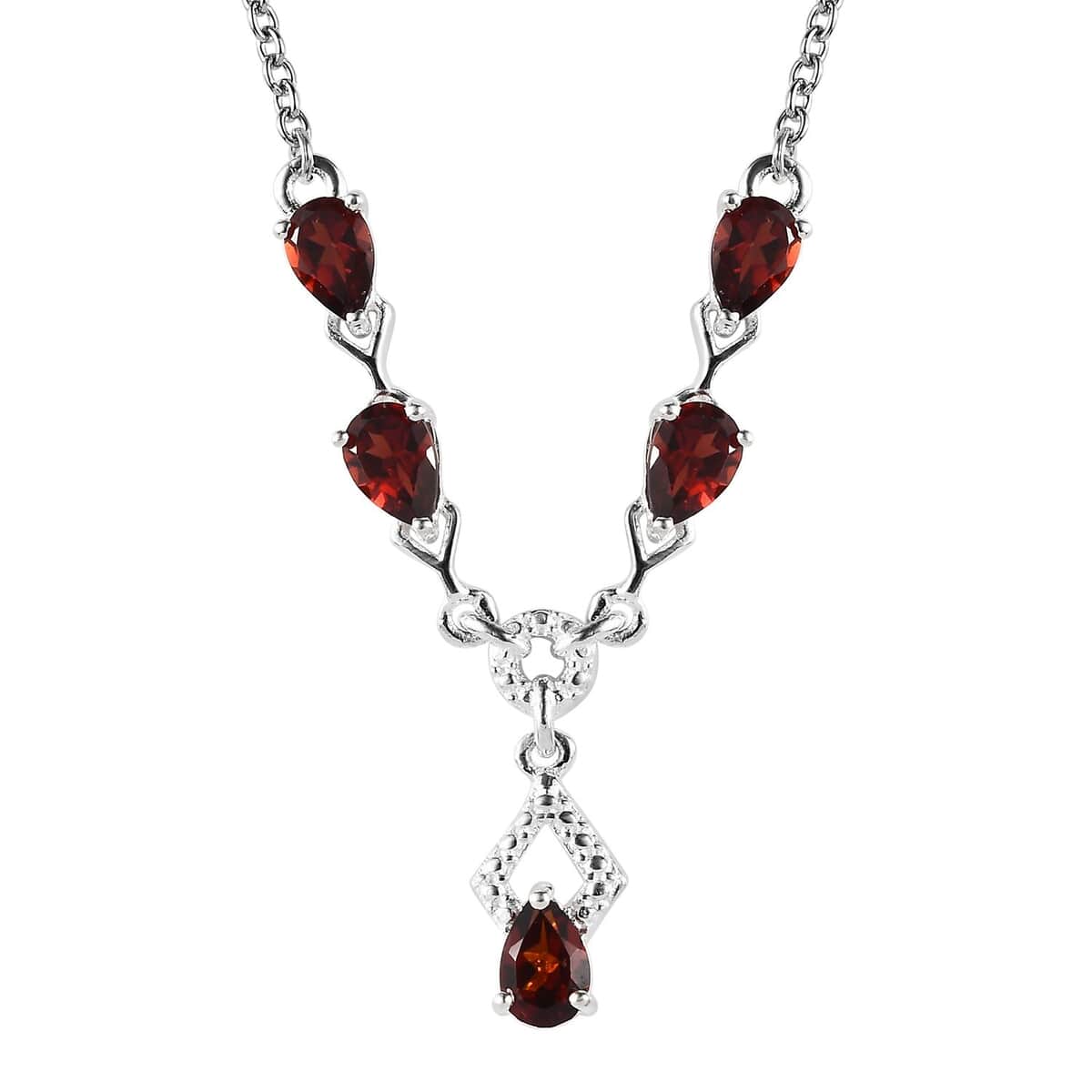 Mozambique Garnet Necklace 18 Inches in Sterling Silver and Stainless Steel 2.35 ctw image number 0