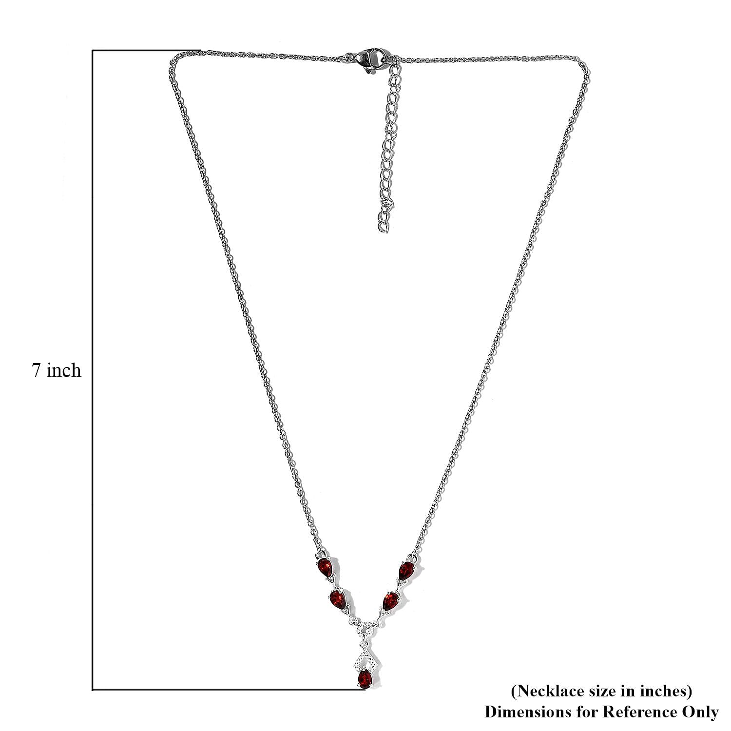 Mozambique Garnet Necklace 18 Inches in Sterling Silver and Stainless Steel 2.35 ctw