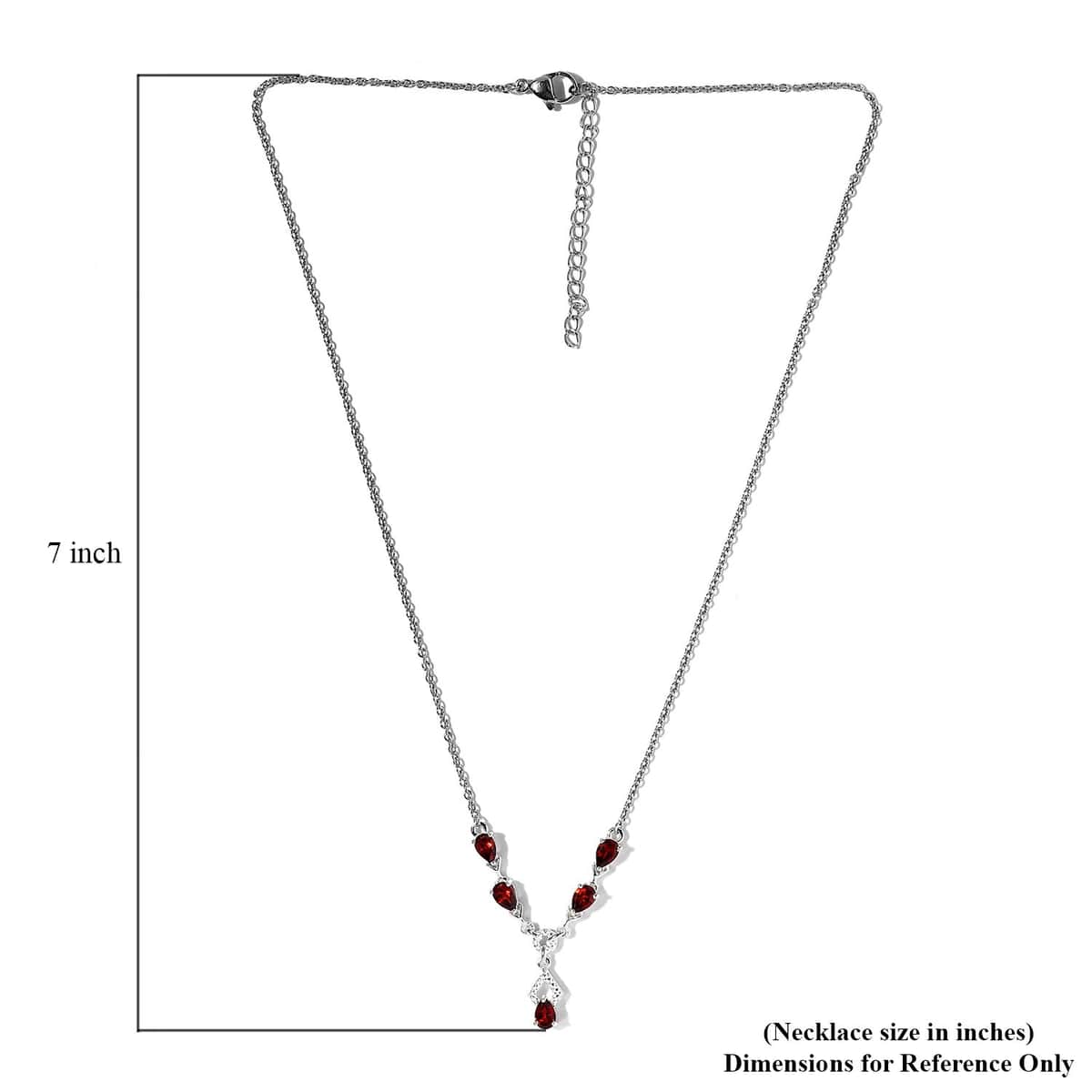 Mozambique Garnet Necklace 18 Inches in Sterling Silver and Stainless Steel 2.35 ctw image number 5