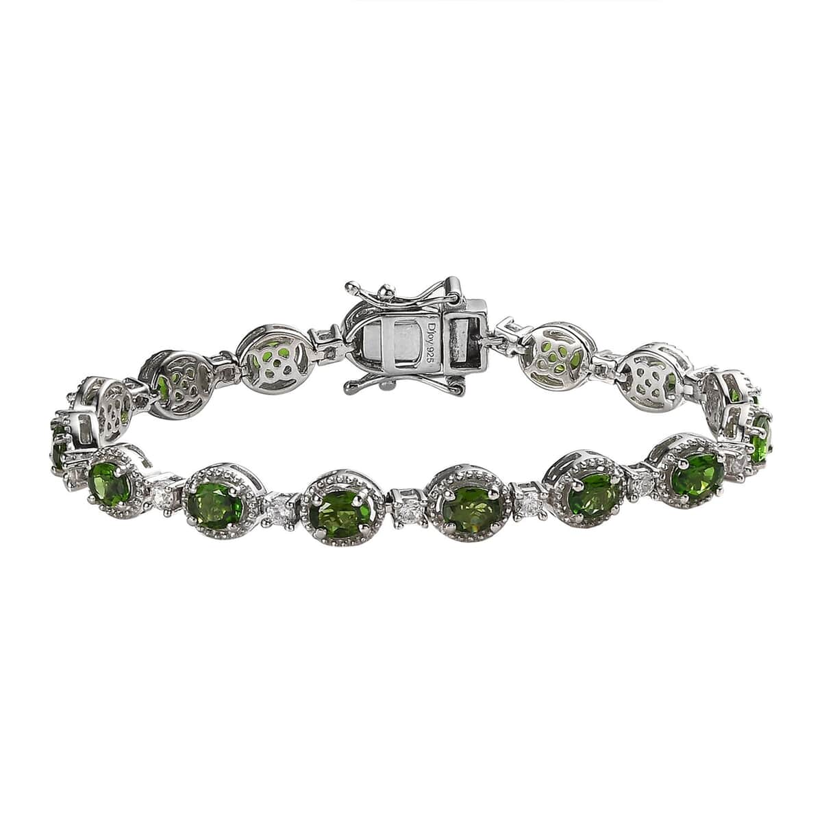 Chrome Diopside, White Zircon Bracelet in Platinum Over Sterling Silver (6.50 In) 7.85 ctw image number 0