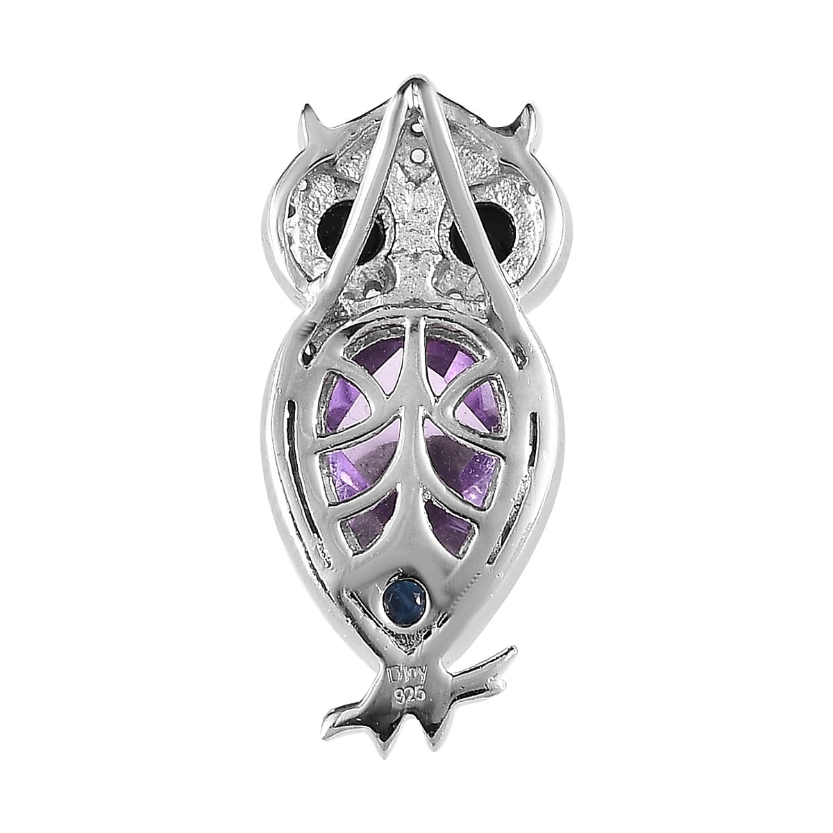 Premium Rose De France Amethyst and Multi Gemstone Owl Pendant in Vermeil Yellow Gold and Platinum Over Sterling Silver 3.40 ctw
