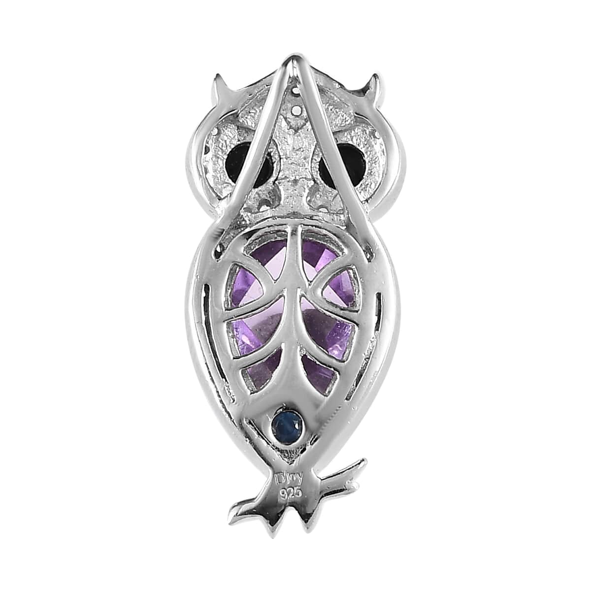 Premium Rose De France Amethyst and Multi Gemstone Owl Pendant in Vermeil Yellow Gold and Platinum Over Sterling Silver 3.40 ctw image number 4