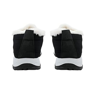 Black Nylon Sport Shoes with White Fur Lining – Size 7-7.5