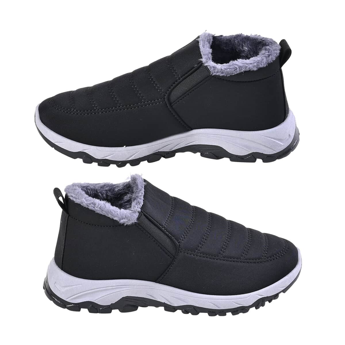 Black PVC Sole Non-Slip Winter Shoes (7-7.5) image number 2