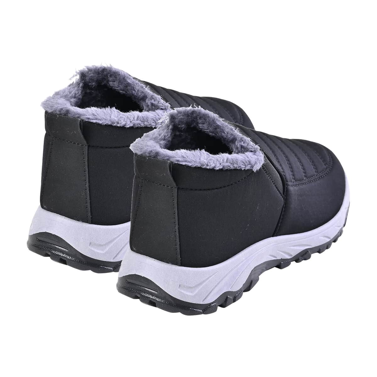 Black Nylon Sport Shoes with White Fur Lining – Size 7-7.5 image number 2