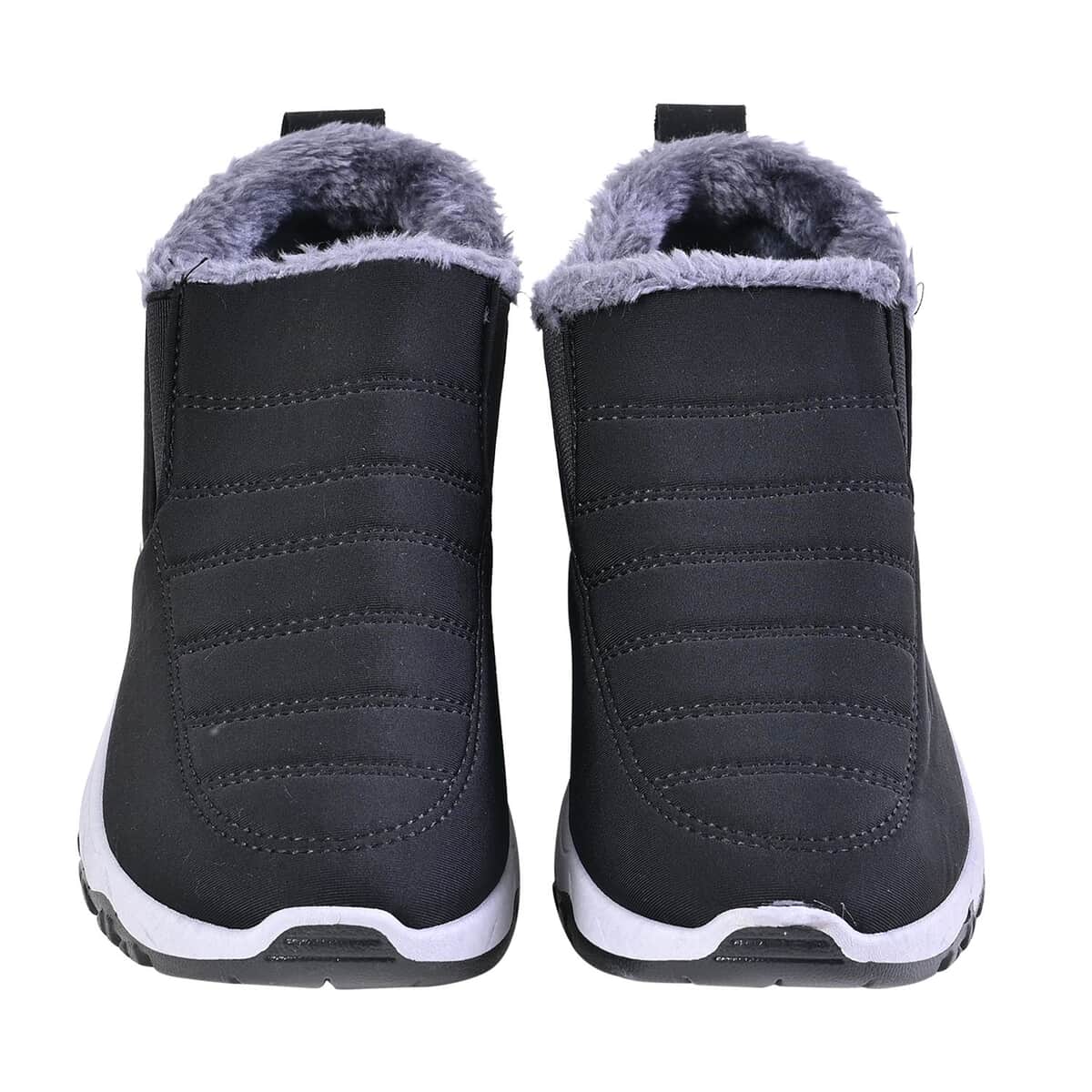 Black PVC Sole Non-Slip Winter Shoes (7-7.5) image number 4