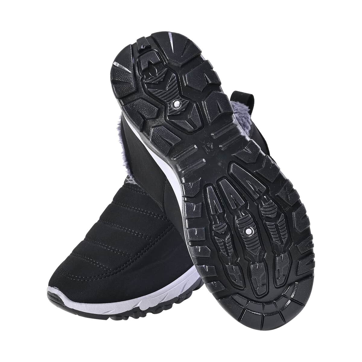 Black PVC Sole Non-Slip Winter Shoes (7-7.5) image number 6