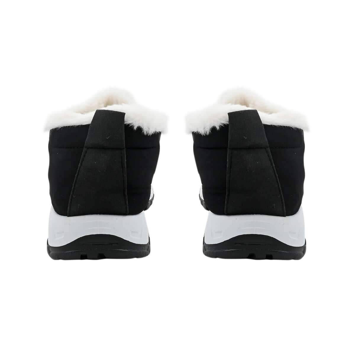 Black Nylon Sport Shoes with White Fur Lining – Size 8-8.5 image number 1