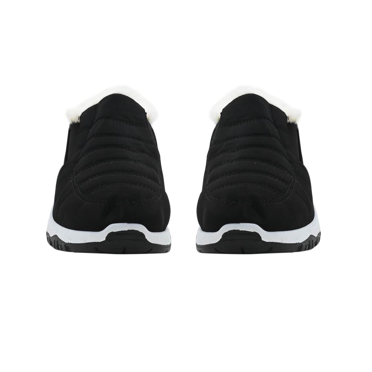 Black Nylon Sport Shoes with White Fur Lining – Size 8-8.5 image number 2