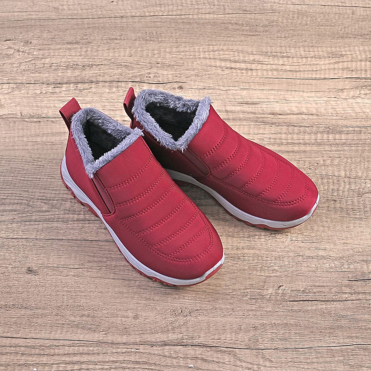 Wine PVC Sole Non-Slip Winter Shoes (10-10.5) image number 1