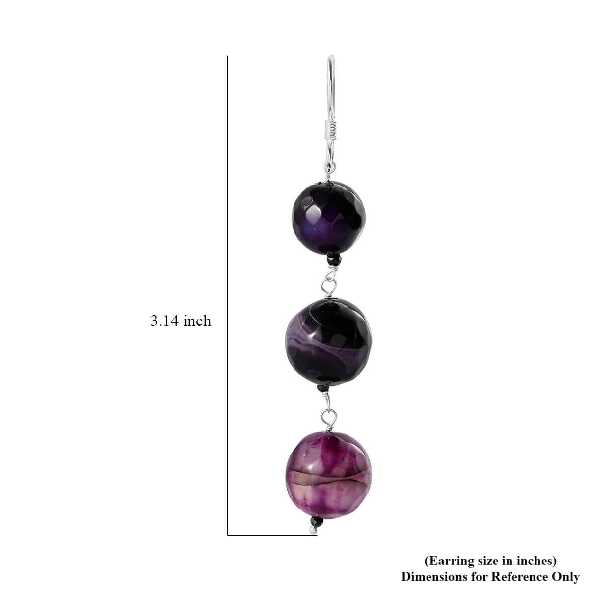 Blue Agate and Thai Black Spinel Dangle Earrings in Sterling Silver 75.85 ctw image number 4