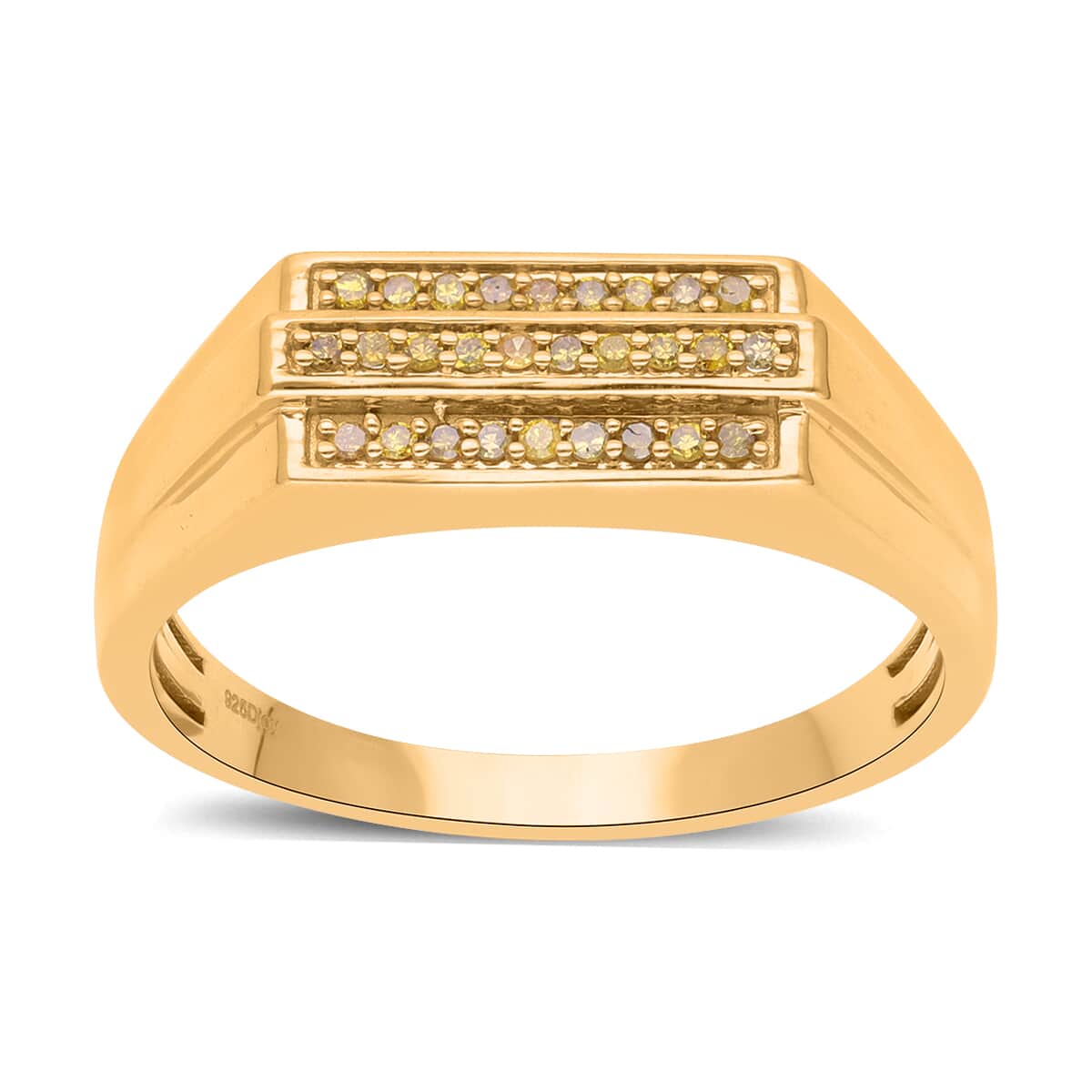 Yellow Diamond Men's Ring in Vermeil Yellow Gold Over Sterling Silver 0.25 ctw image number 0