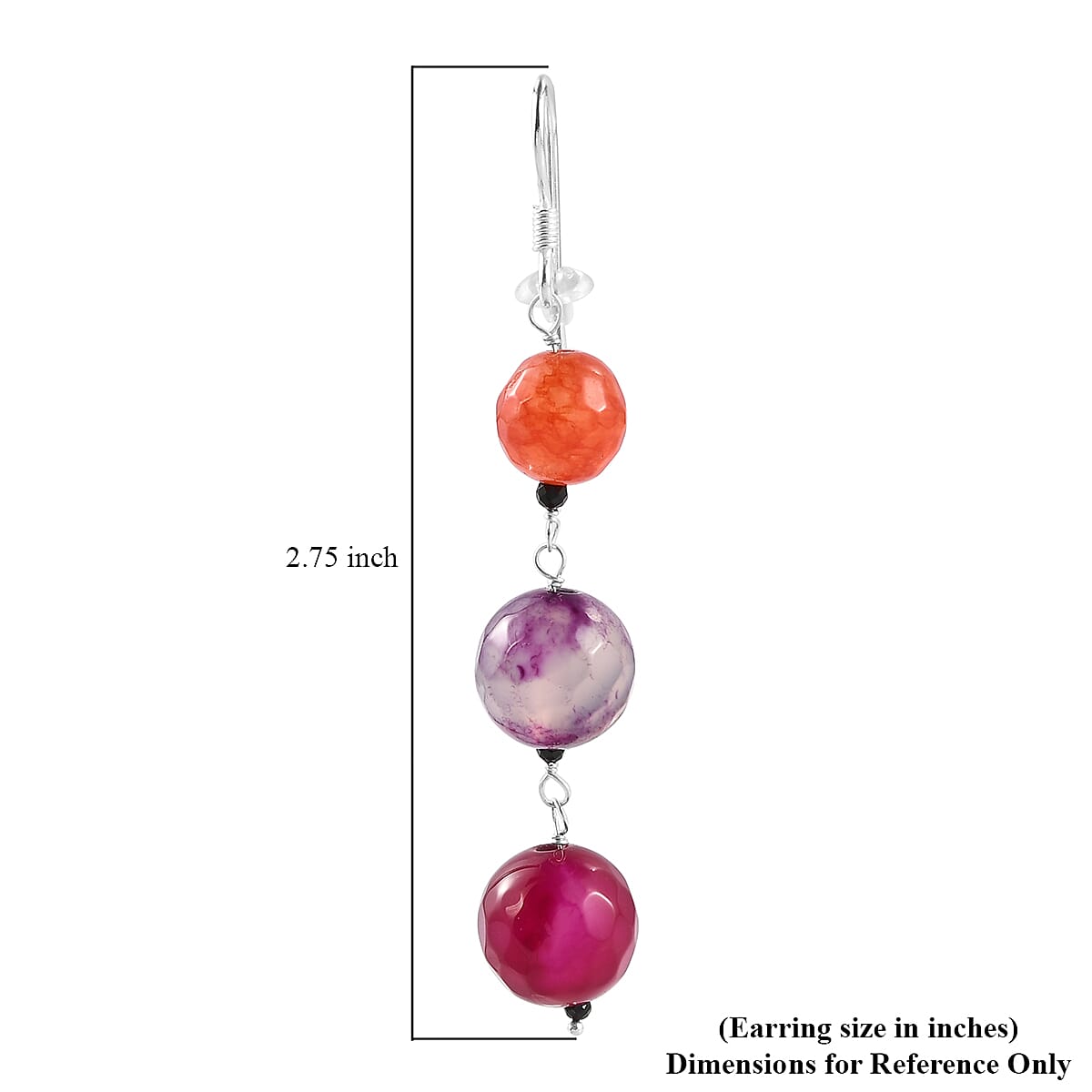 Multi Color Agate and Thai Black Spinel Dangle Earrings in Sterling Silver 59.25 ctw image number 4