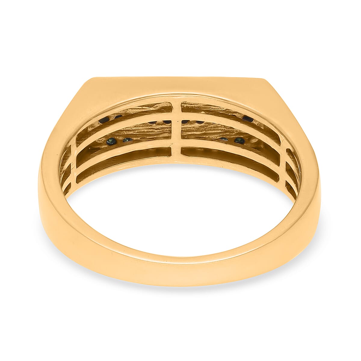 Green Diamond Men's Ring in Vermeil Yellow Gold Over Sterling Silver (Size 12.0) 0.25 ctw image number 4