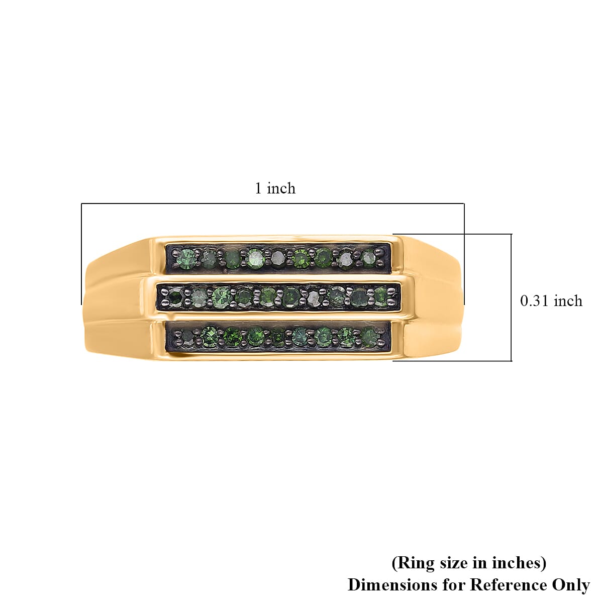 Green Diamond Men's Ring in Vermeil Yellow Gold Over Sterling Silver (Size 14.0) 0.25 ctw image number 5