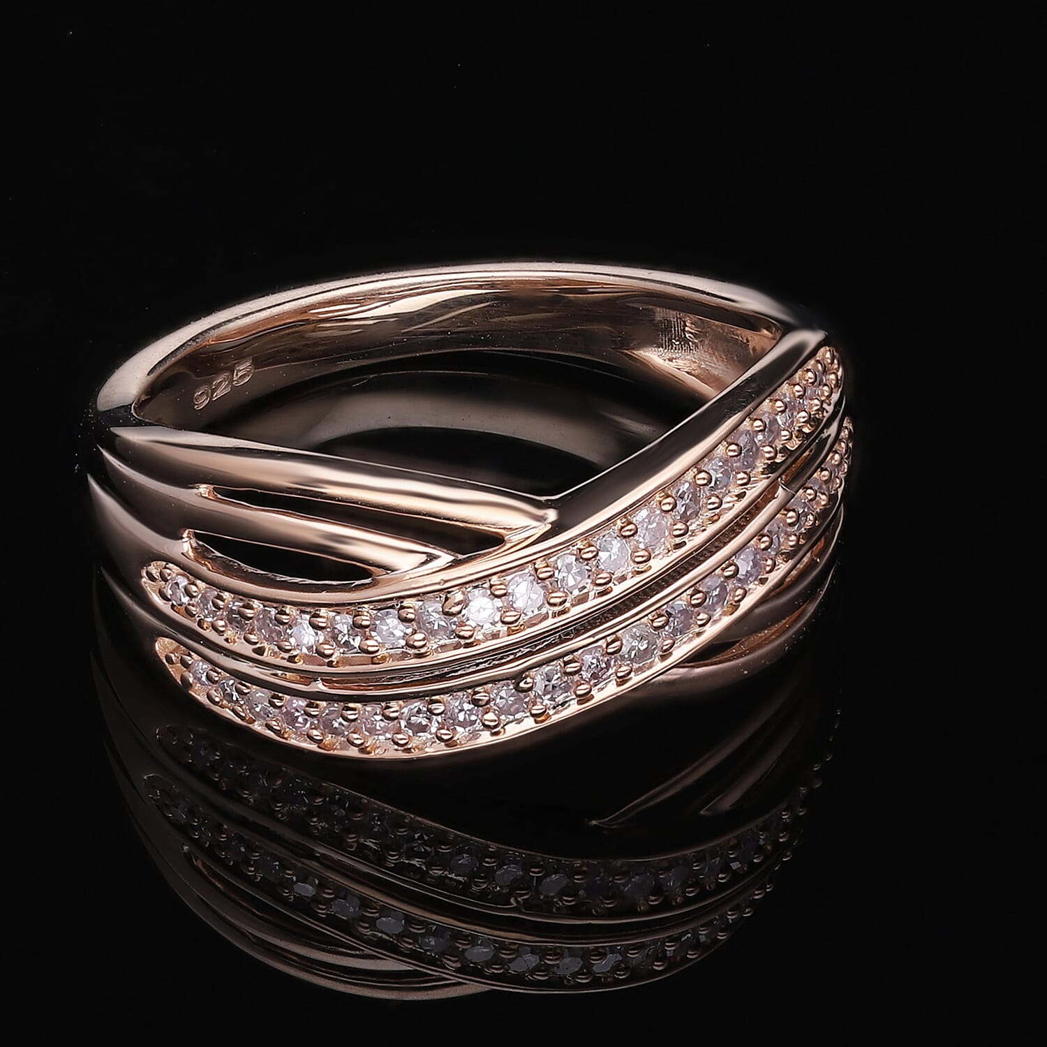 Natural Pink Diamond 0.20 ctw Ring in 18K Vermeil Rose Gold Over Sterling Silver (Size 10.0)