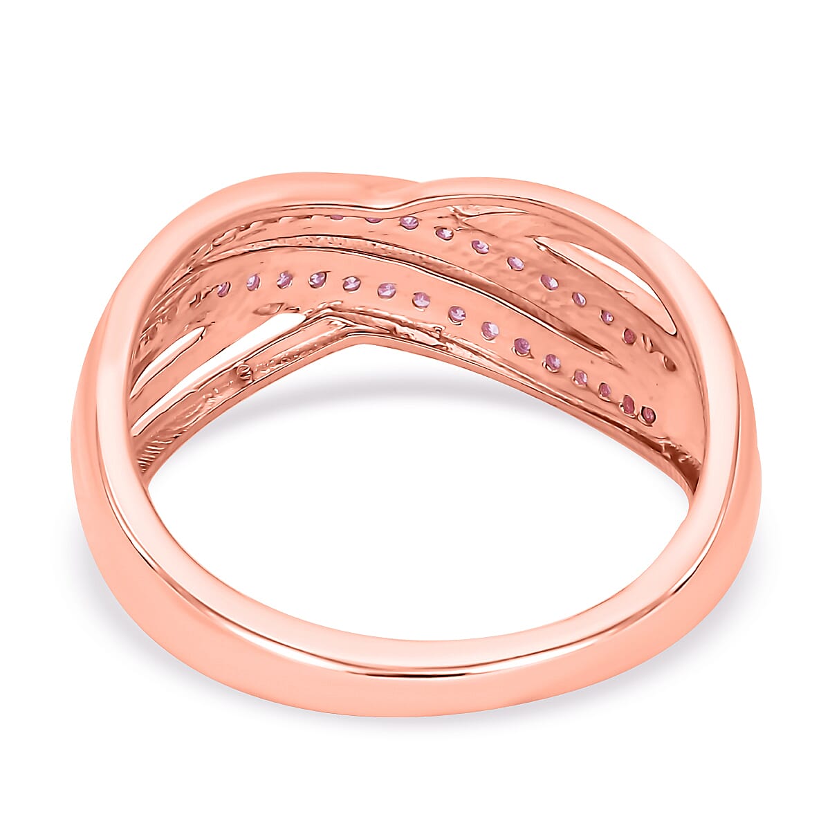Natural Pink Diamond 0.20 ctw Ring in 18K Vermeil Rose Gold Over Sterling Silver (Size 10.0)